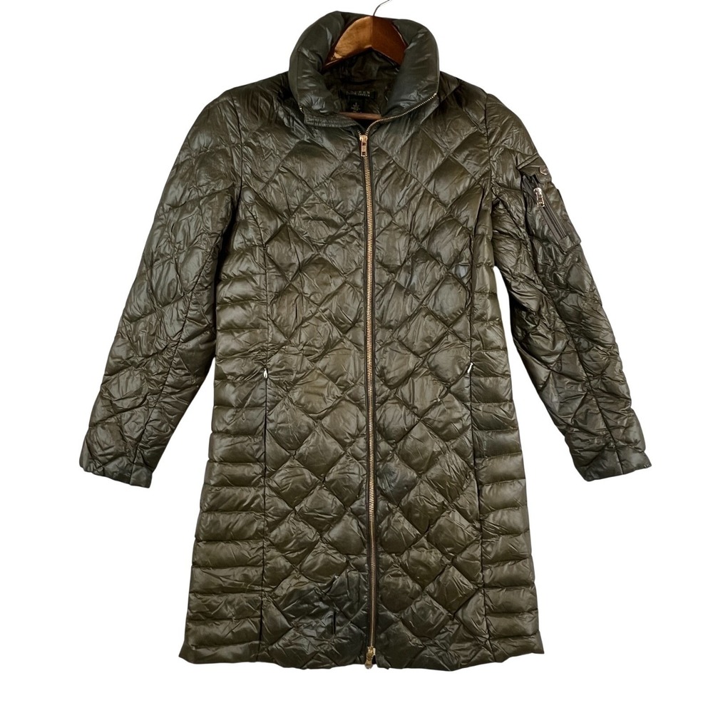 Lauren Ralph Lauren Womens S Quilted Down Coat Packable Olive Long Puffer FLAW